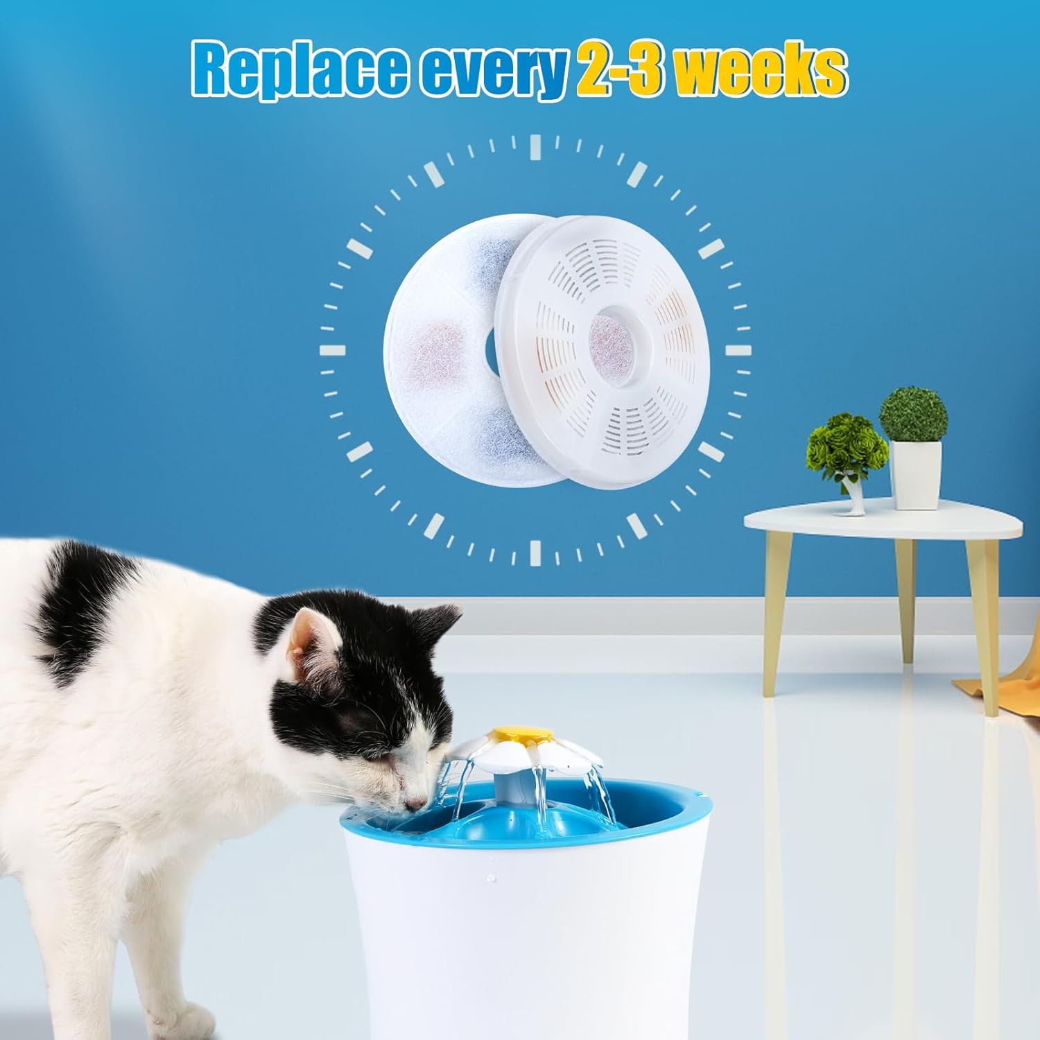 Paquete de 12 filtros de fuente de agua para gatos para Catit, filtros de repuesto para fuente Catit Design Senses FuenteCatit Senses 2.0Catit