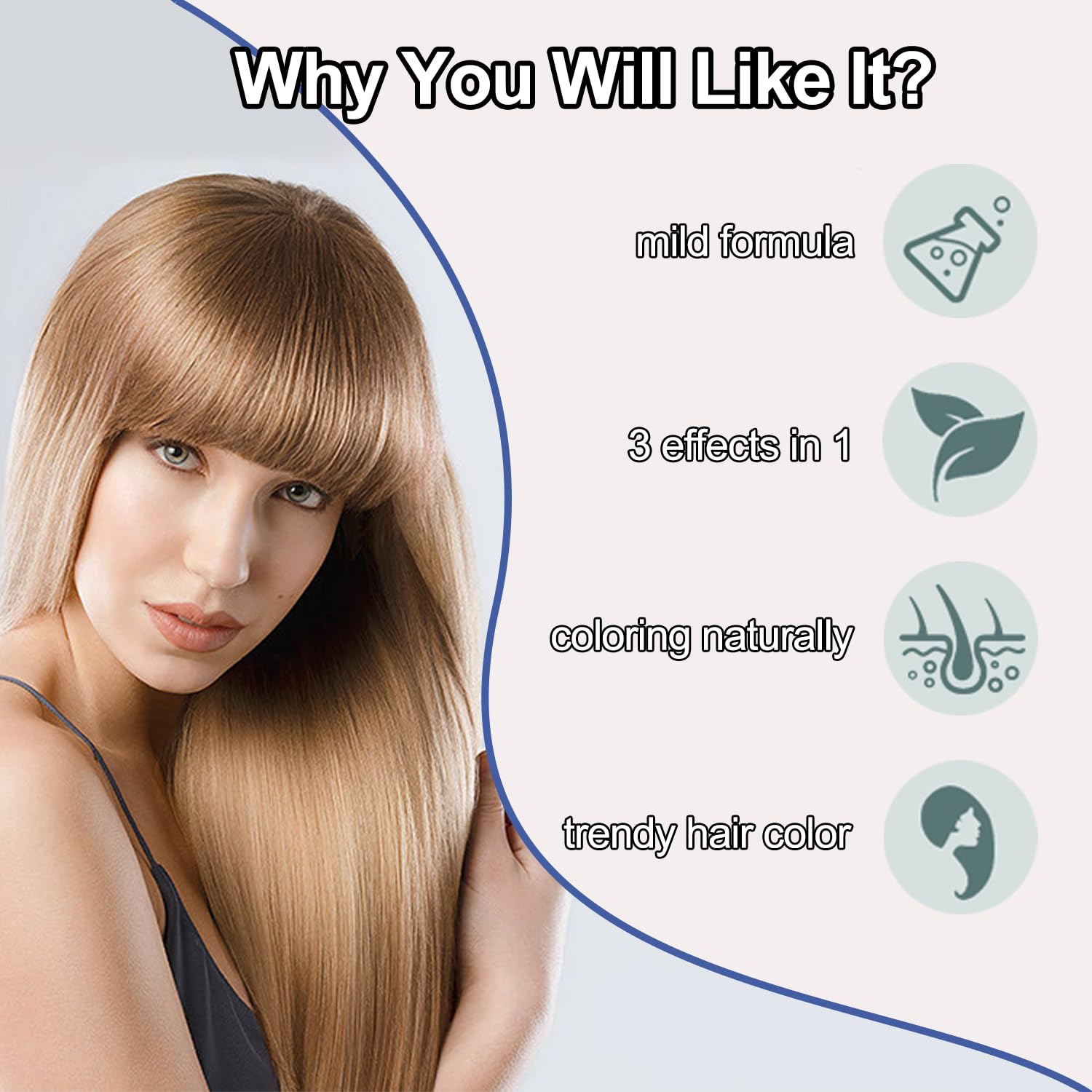 Champú de tinte para el cabello 3 en 1, tinte para el cabello con aceite de coco, champú de color para el cabello para mujeres y hombres, champú