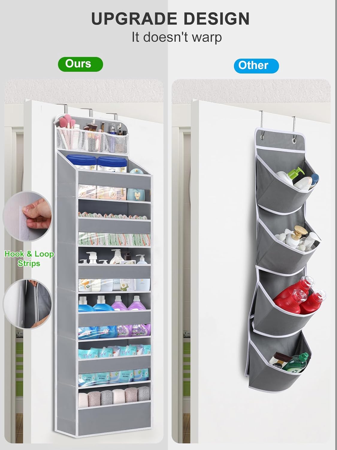 Organizador para colgar sobre la puerta, organizador de armario de bebé sin inclinación para pañales, juguetes de niños, zapatos, organizador de
