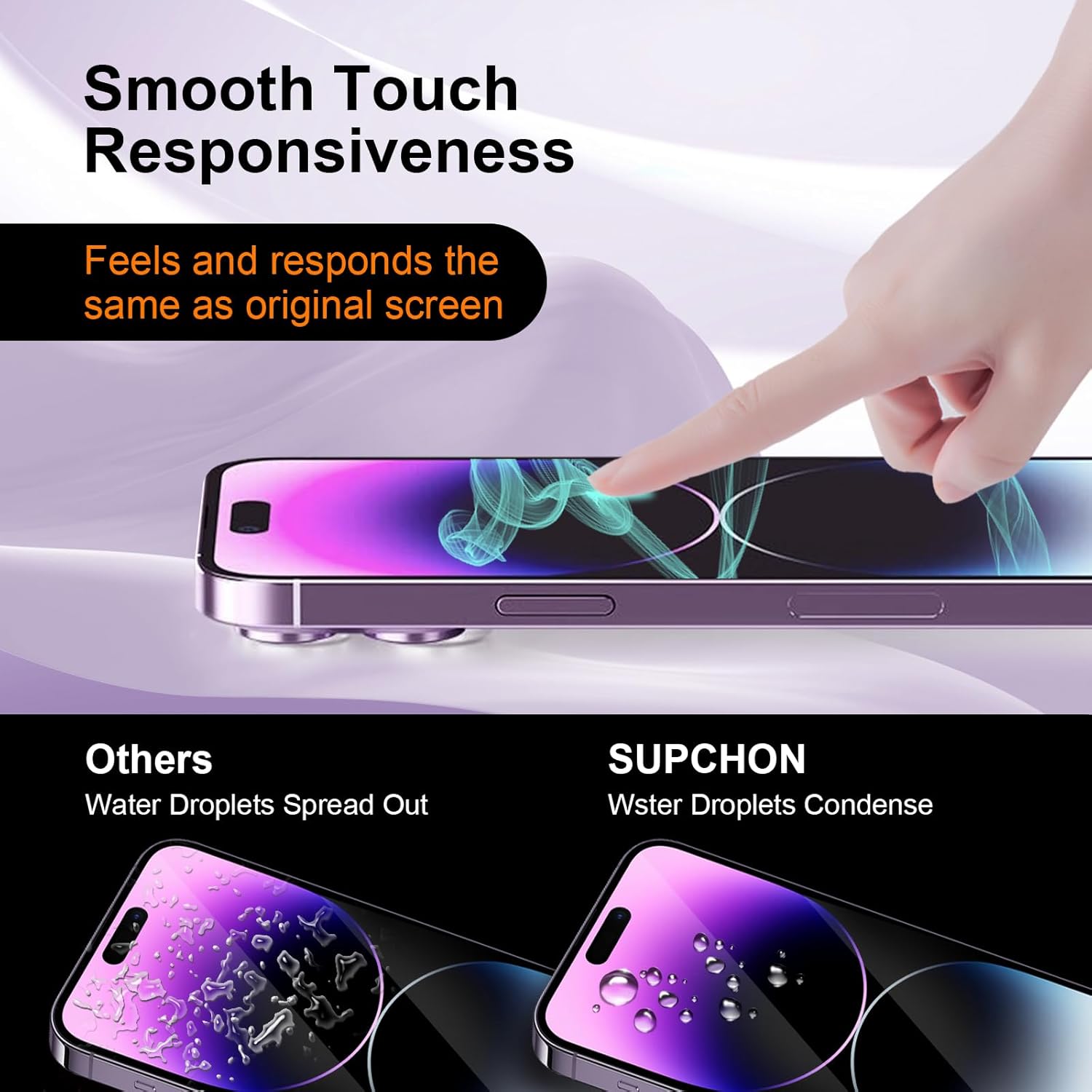 Paquete de 2 protectores de pantalla para iPhone 14 Pro Max, vidrio templado transparente HD 9H alineación automáticainstalación sin polvo sin