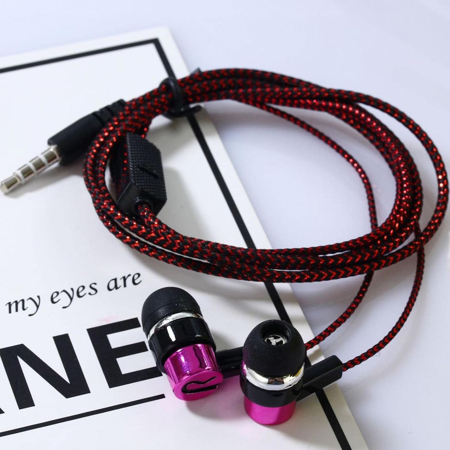 Auriculares con cable con micrófono intrauditivo con cable sin enredos HiFi estéreo de aislamiento de ruido ergonómico auriculares deportivos