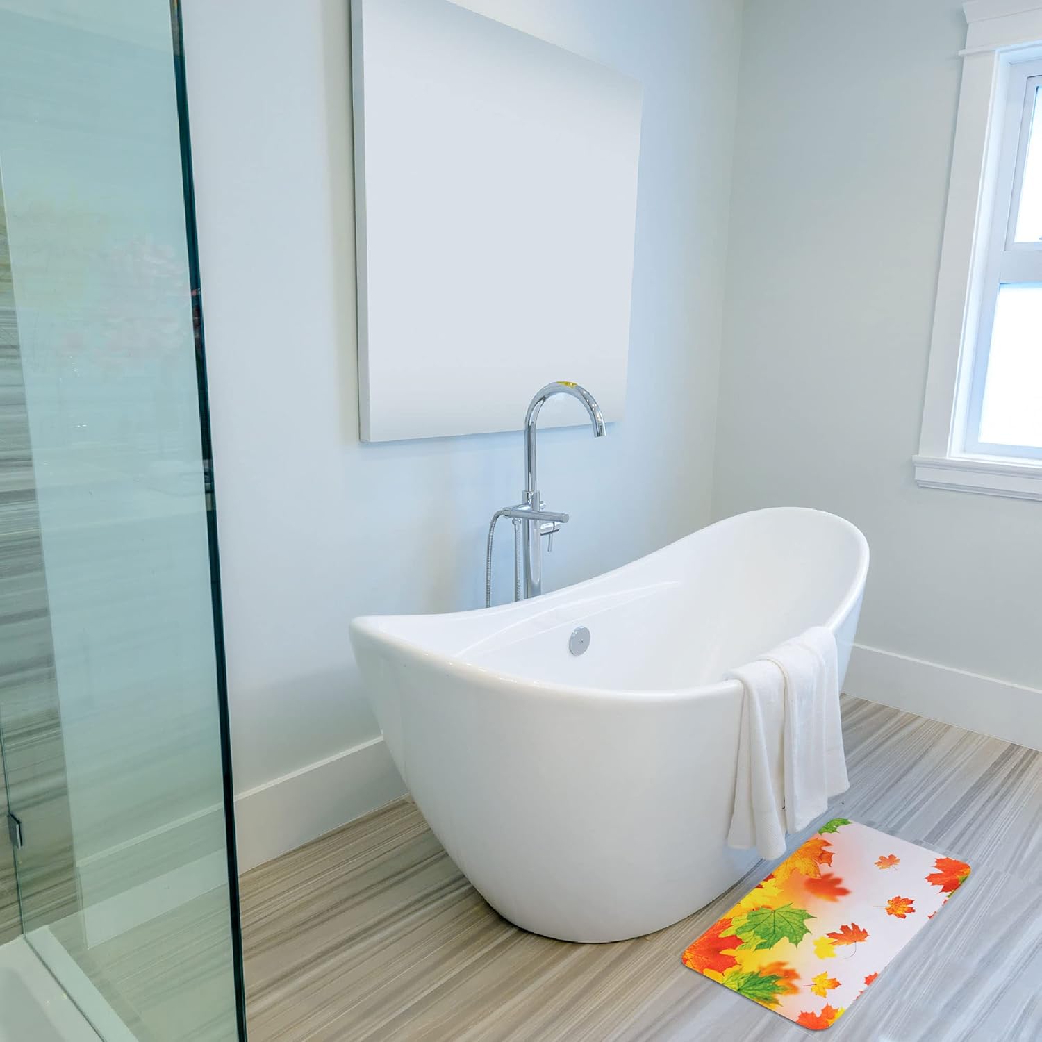 LIVILAN Alfombra de baño de otoño, alfombra de baño de otoño, gruesa y suave espuma viscoelástica antideslizante, alfombra de baño decorativa,