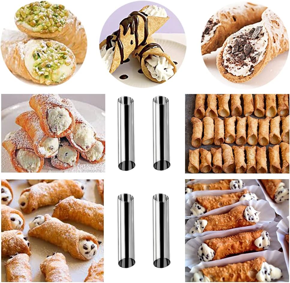 Juego de 35 tubos de forma de canoli, molde de cuerno crema, acero inoxidable antiadherente, 16 piezas en forma de cono y 12 moldes para hornear en