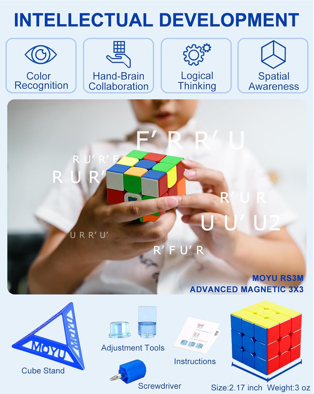 CFMOUR Cubo magnético de velocidad 3 x 3  Moyu RS3M Cubo sin calcomanías, 48 imanes  Juguete rompecabezas superrápido para resolver problemas para