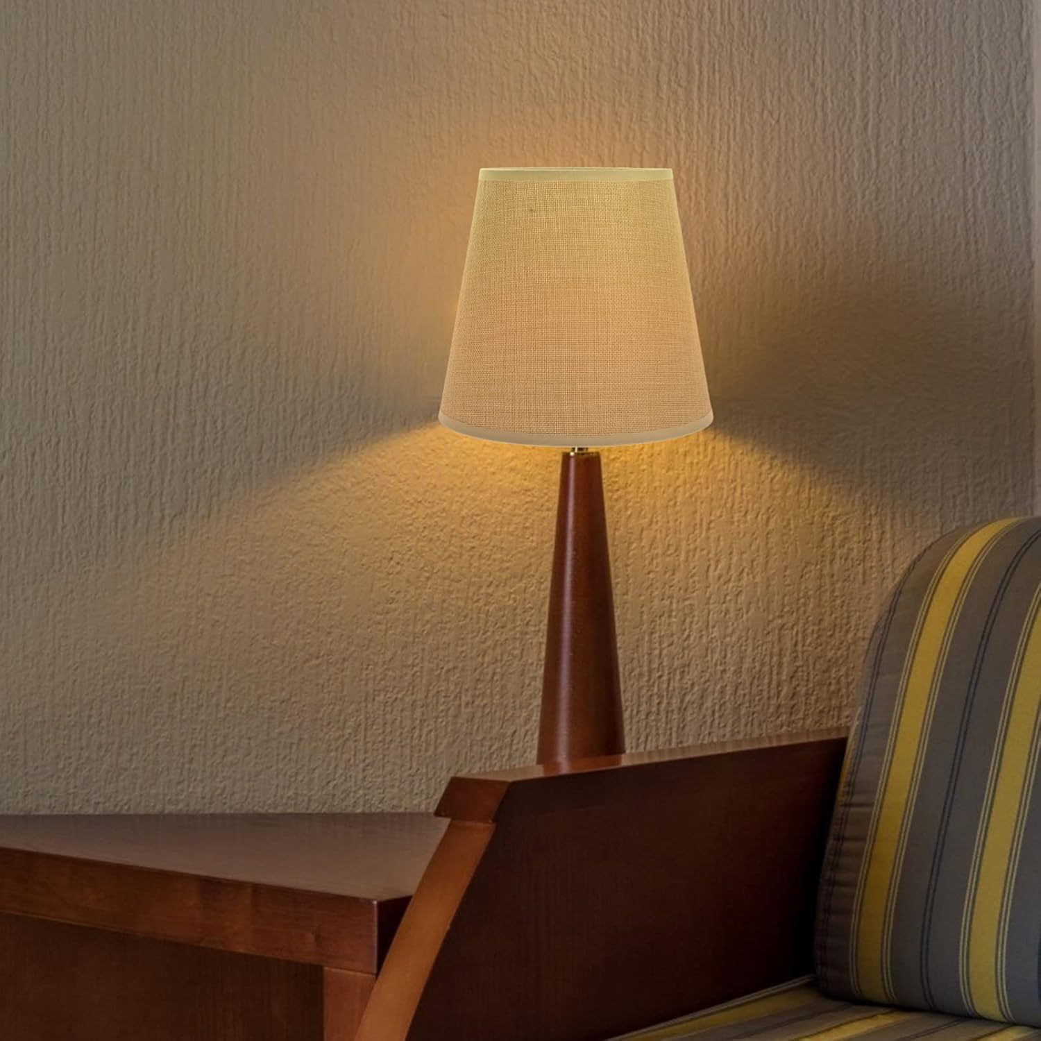 LALAFINA Pantalla pequeña de tela para lámpara de mesa, cubierta de luz de mesa E27, tela de arpillera, reemplazo para lámpara de mesa, lámpara de
