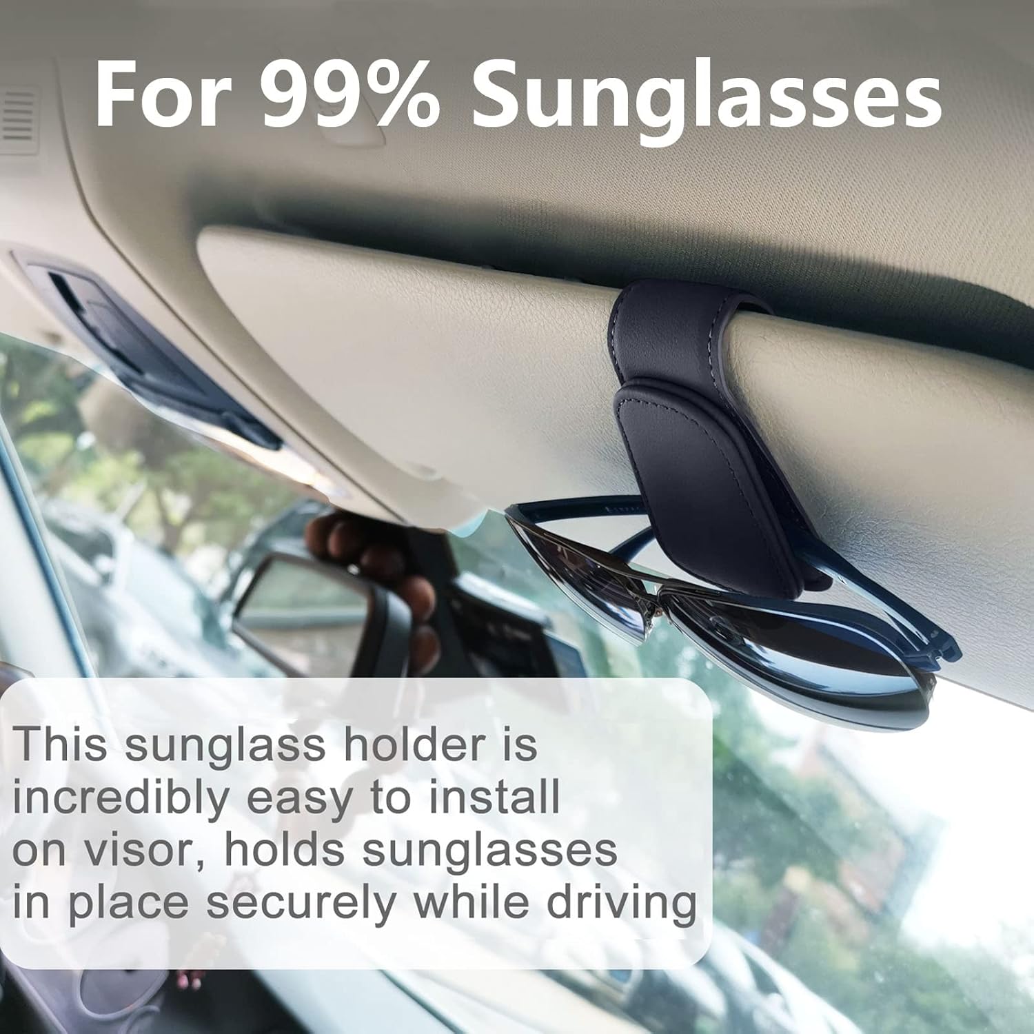 AXELECT Soporte para lentes de sol para visera de automóvil, clip magnético para lentes de sol, soporte de cuero para gafas, soporte para gafas, 1