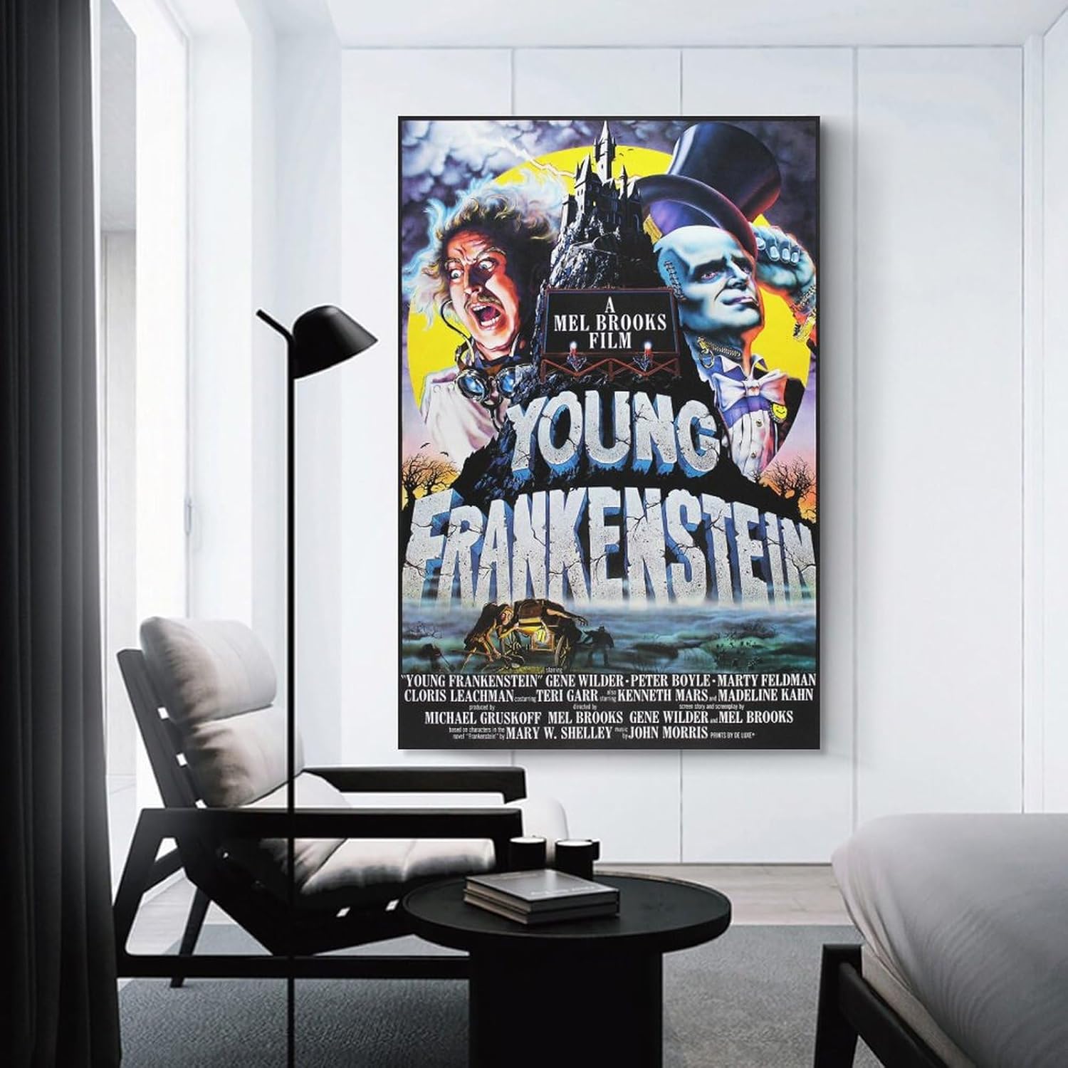 Póster de película de Young Frankenstein, póster estético de terror, pinturas artísticas en lienzo, decoración de pared, decoración del hogar, sala