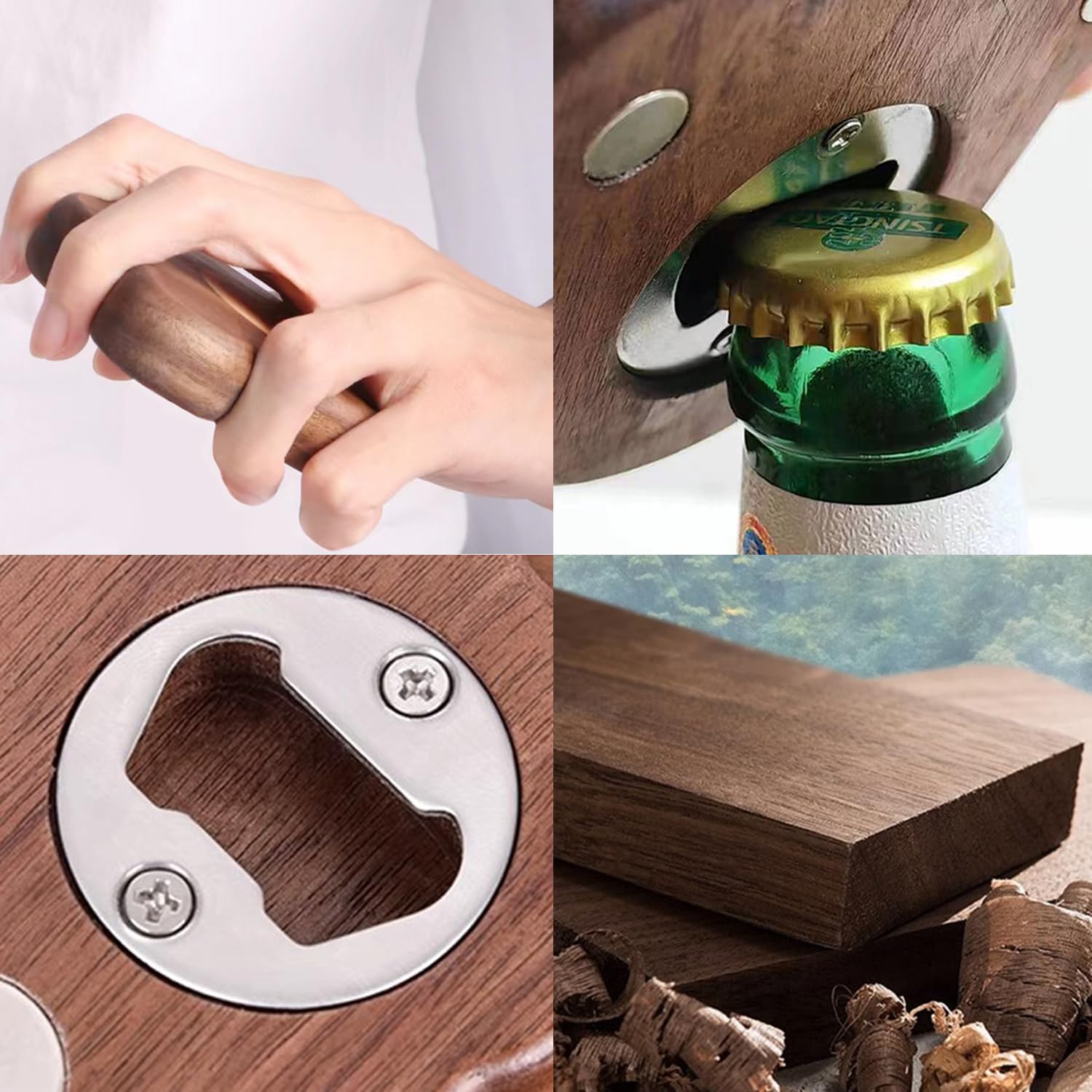 Abrebotellas de madera para cerveza, abridor magnético de botellas de madera para chupar en el refrigerador, diseño de pata de gato, lindo
