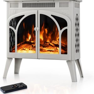 Electactic Estufa eléctrica de chimenea de 24 pulgadas, estufa de chimenea infrarroja independiente, llama 3D controlable, 4 colores variables de Electactic Estufa eléctrica de chimenea de 24 pulgadas, estufa de chimenea infrarroja independiente, llama 3D controlable, 4 colores variables de
