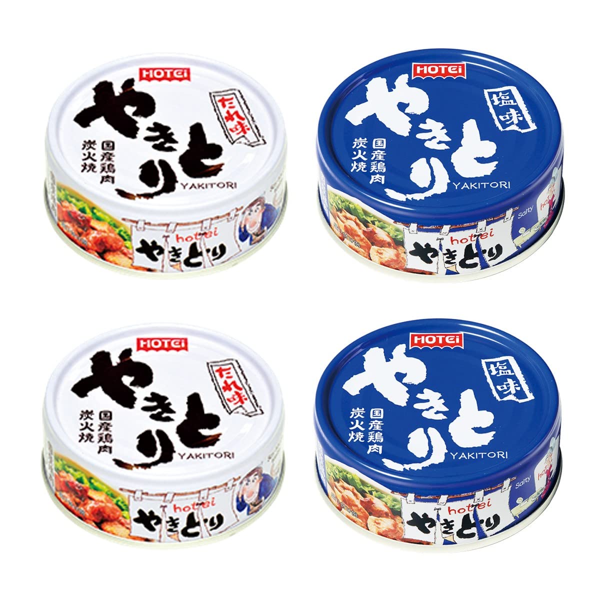 “Yakitori” (plato auxiliar de pollo) Surtido de 2.5 onzas, 2 tipos de 2 unidades de alimentos enlatados japoneses Hotei Foods NinJapo