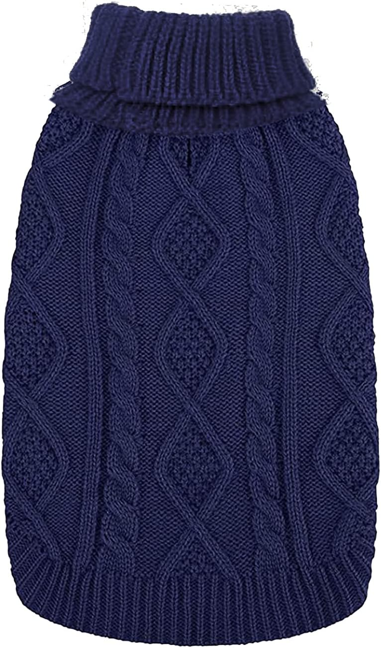 Suéter para perro, abrigo clásico de punto trenzado de cuello alto, ropa cálida de invierno para mascotas, perros, gatos, cachorros, gatitos en