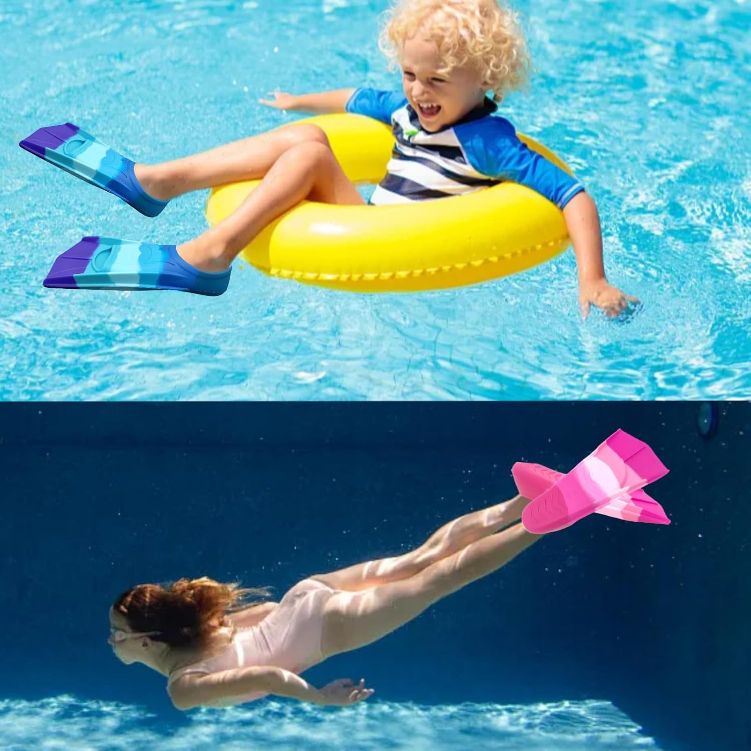 Gugmoy Aletas de natación para niños, cómodas aletas de silicona para nadar y bucear, tamaño adecuado para principiantes, niños, niñas, niños y