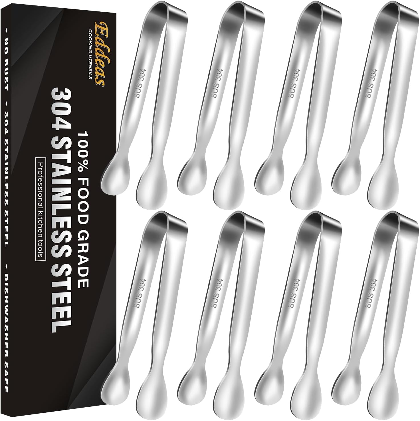 Mini pinzas para servir comida, juego de 8 pinzas pequeñas para aperitivos, pequeñas pinzas de cocina de metal de acero inoxidable, para barra de