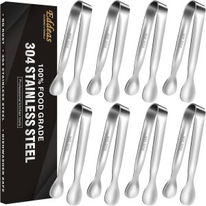 Mini pinzas para servir comida, juego de 8 pinzas pequeñas para aperitivos, pequeñas pinzas de cocina de metal de acero inoxidable, para barra de Mini pinzas para servir comida, juego de 8 pinzas pequeñas para aperitivos, pequeñas pinzas de cocina de metal de acero inoxidable, para barra de