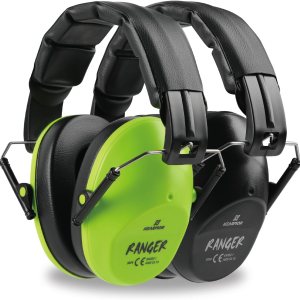 2 orejeras de protección para los oídos con perfil bajo NRR de 23 dB reducción de ruido para campo de armas y caza, negro y verde fluorescente 2 orejeras de protección para los oídos con perfil bajo NRR de 23 dB reducción de ruido para campo de armas y caza, negro y verde fluorescente