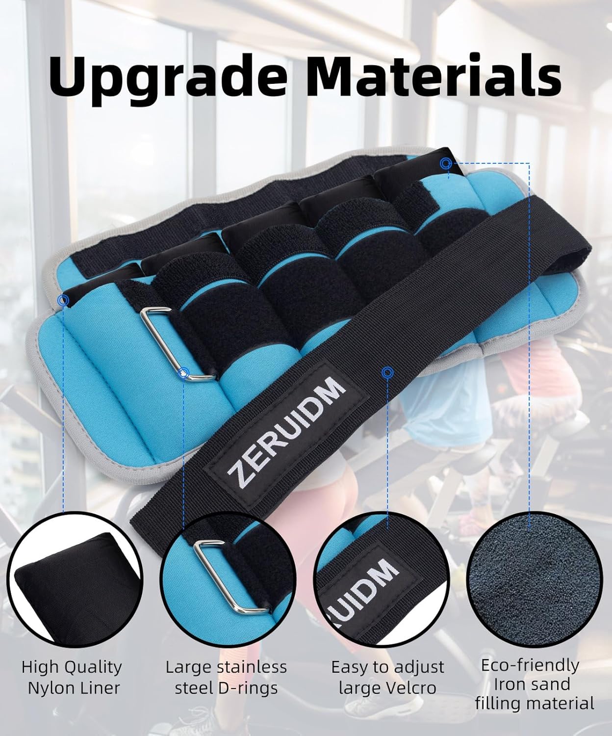 ZERUIDM Pesas de tobillo ajustables para mujeres, hombres y niños, 1 par de 1, 2, 3, 5, 8, 10 libras, correas de peso para piernas, brazos, muñecas