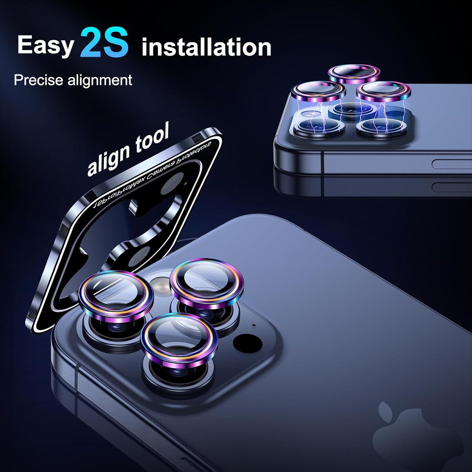 BAZO Protector de lente de cámara para iPhone 15 ProiPhone 15 Pro Max, protección contra caídas Cubierta de cámara de vidrio templado 9H, compatible