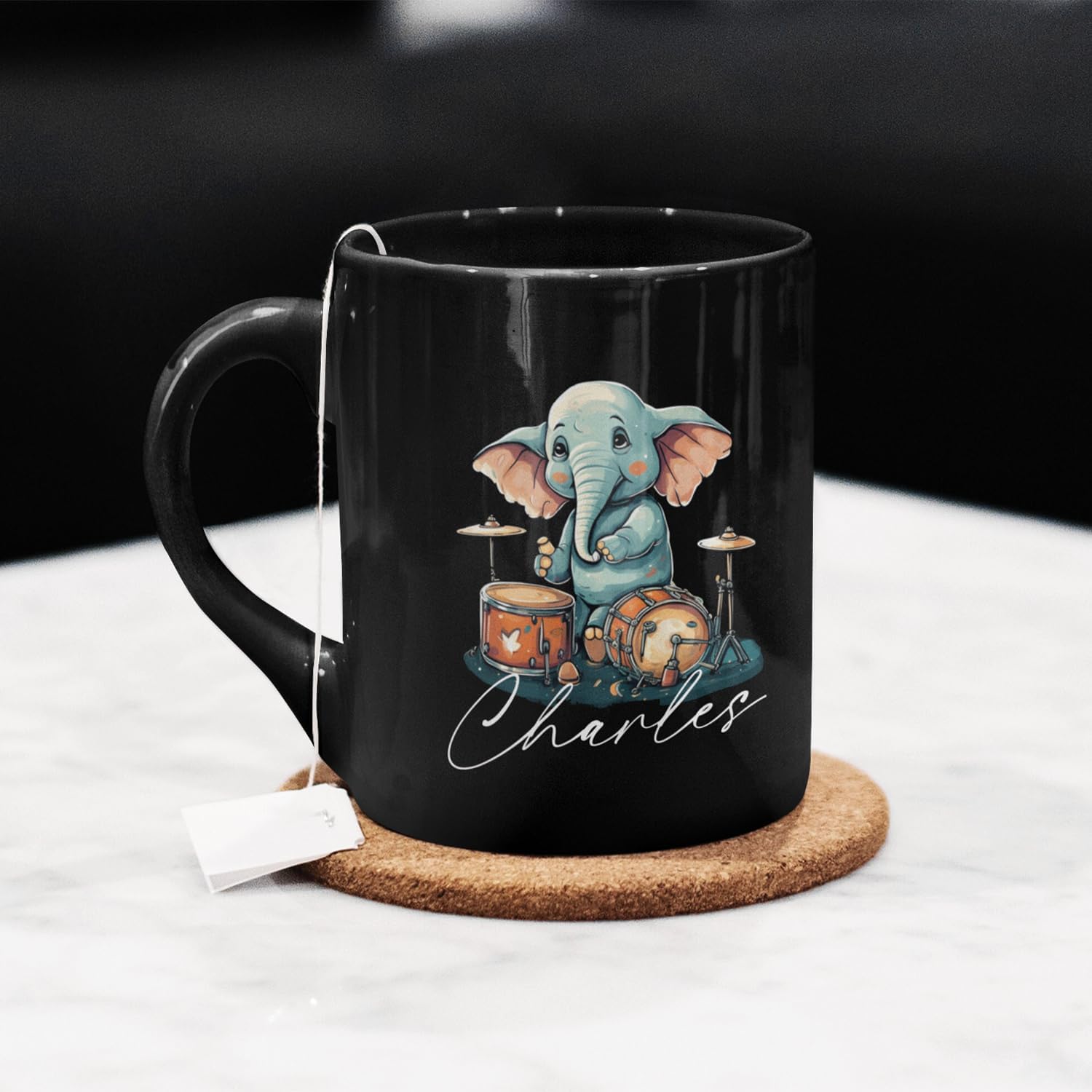 Taza de elefante personalizada con nombre 2023, regalos personalizados para los amantes de los elefantes, taza de tambor de juego de elefantes,