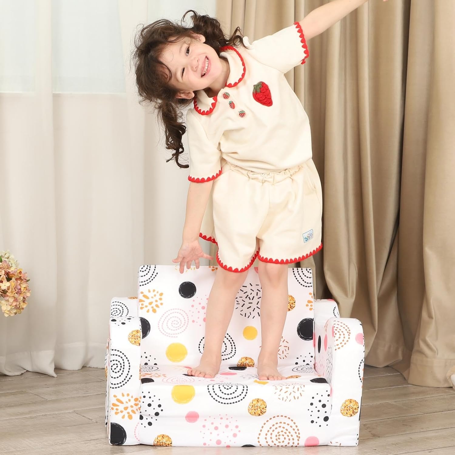 Sofá infantil de fuegos artificiales, sofá plegable 2 en 1, sofá convertible a cama para niñas y niños