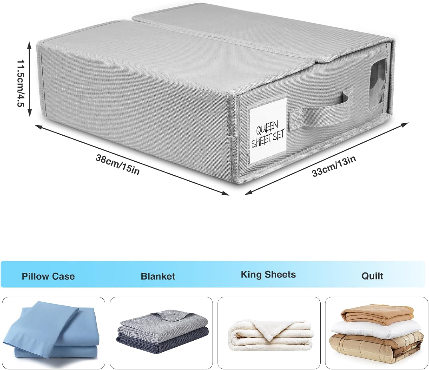 BIKTIC SheetCube Bed Sheet Organizers and Storage,4 Pack Sheet Folder Organizer (Queen or King Size), Linen Closet Organizer for Bedding