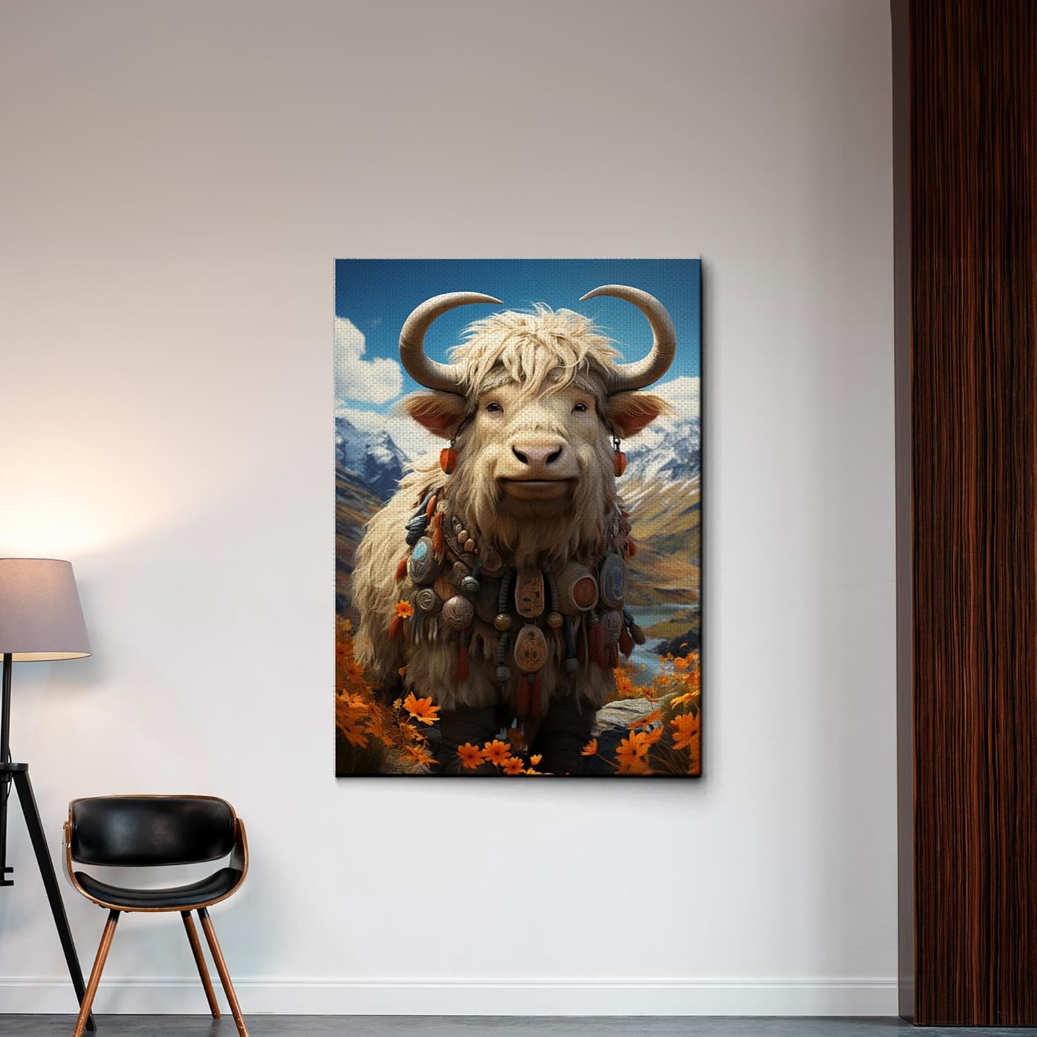 printable wall art, aesthetic room decor, fireplace mantel art, nursery wall decor, yak printing art, yak