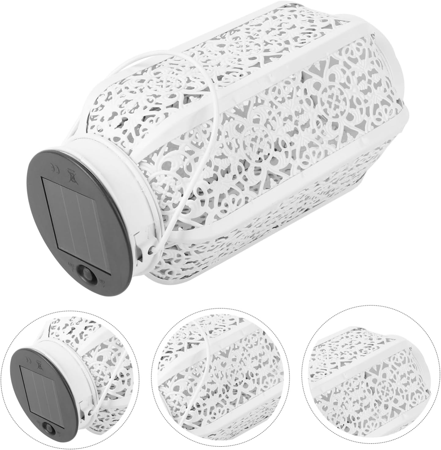 Housoutil Linterna decorativa de metal de luz solar, lámpara de proyector solar, lámpara de proyector solar para porche delantero, farol solar al