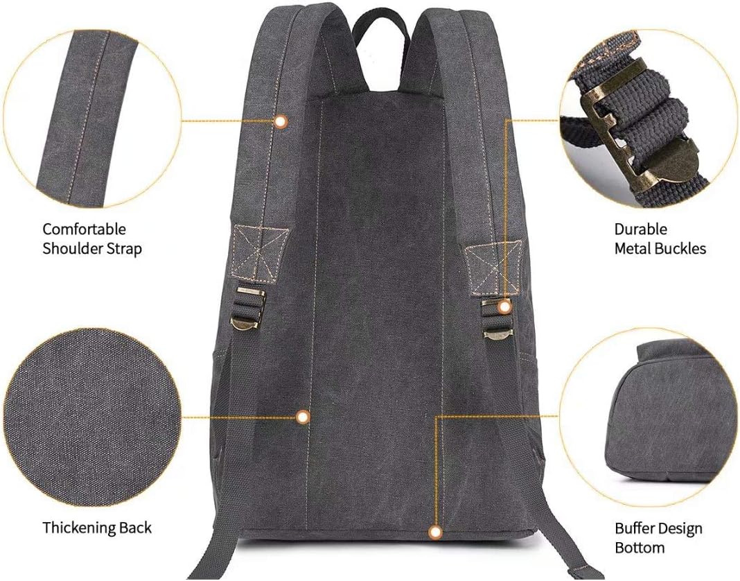 Mochila de lona para laptop, mochila duradera, bolsa de viaje para hombres y mujeres.., Gris