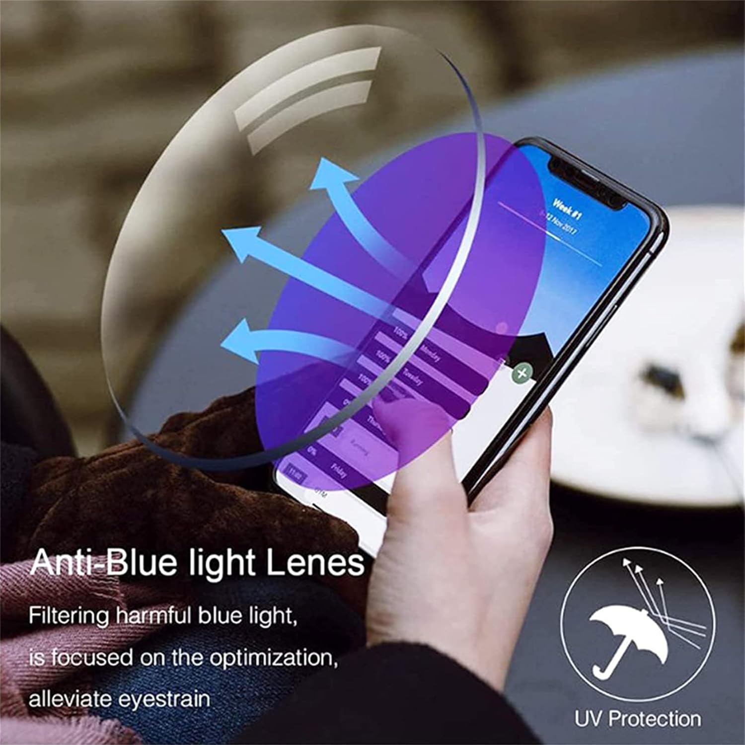 Color Glint Sapphire – Lentes presbípicos bifocales antiluz azul, de alta dureza, antiazul, progresivos lejanos y cercanos, lentes de lectura alta