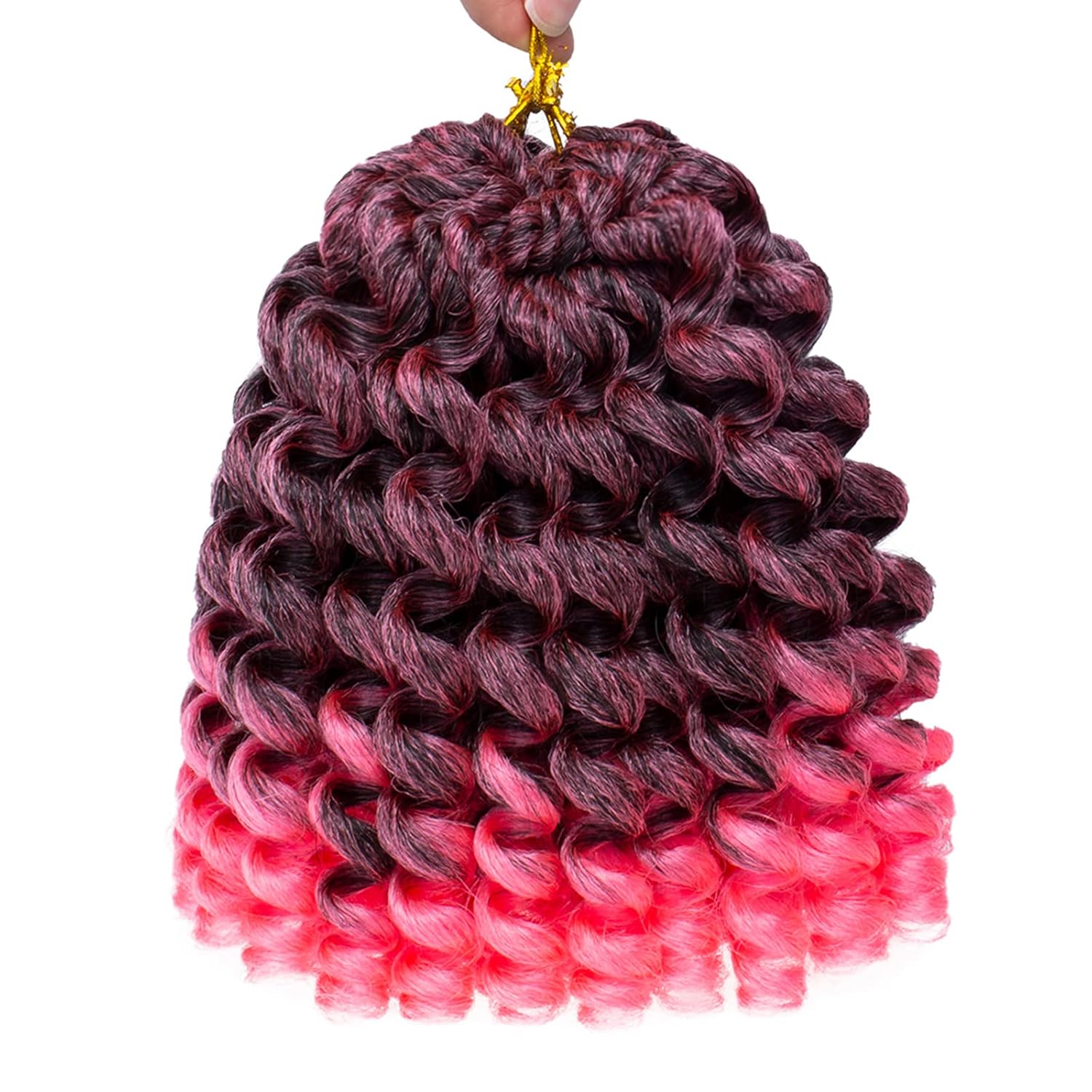 Leeven Pelo corto de 8 pulgadas de Jamaica Bounce Wand Curl Crochet Hair Senegalese Twist sintético trenzado de pelo Ombre rosa Jumpy Wand Rizado