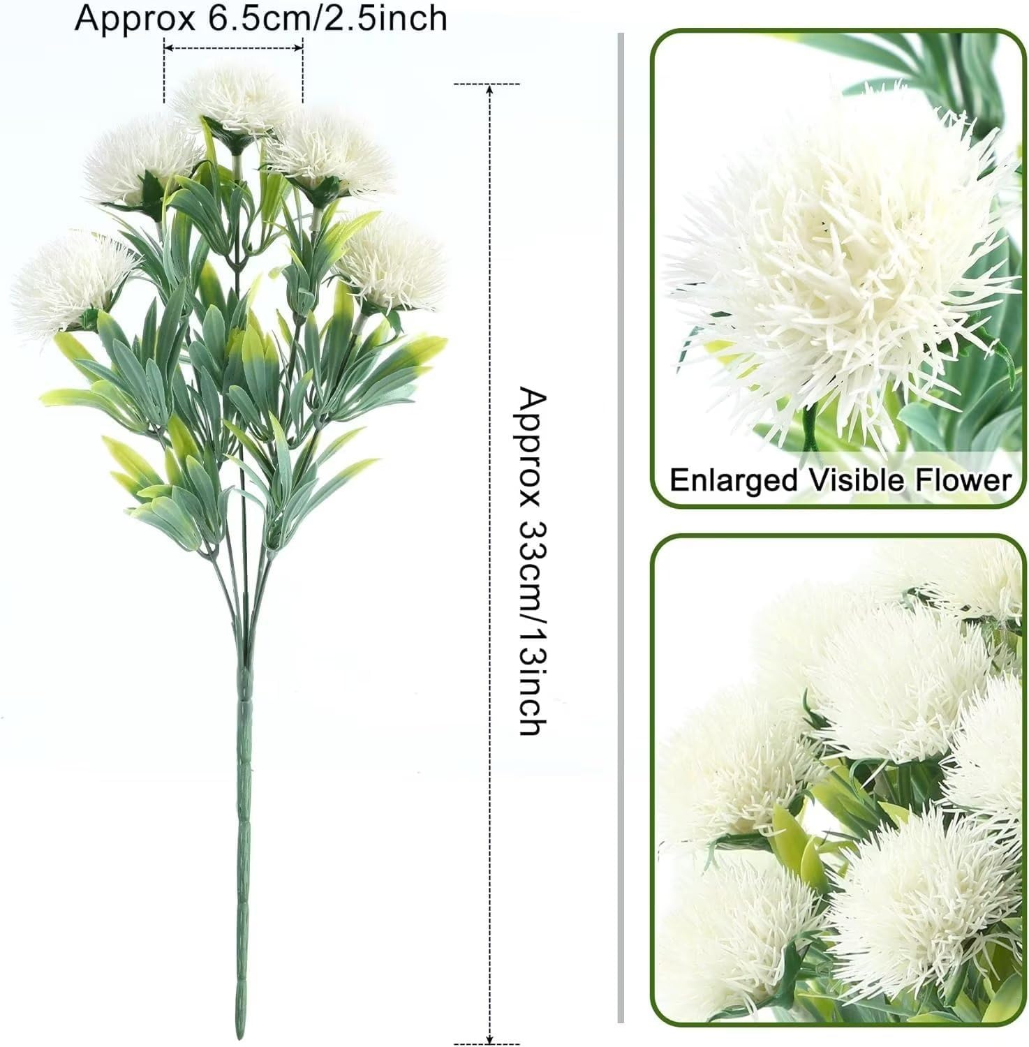 6 piezas de plantas artificiales artificiales, flores de plástico sintético, arbustos, plantas artificiales, resistentes a los rayos UV, para