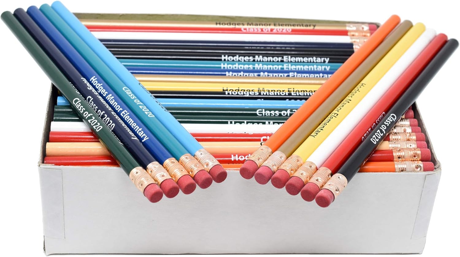 Pencil Guy Lápices redondos impresos personalizados promocionales 144 a una caja. 19 color(es) para elegir!