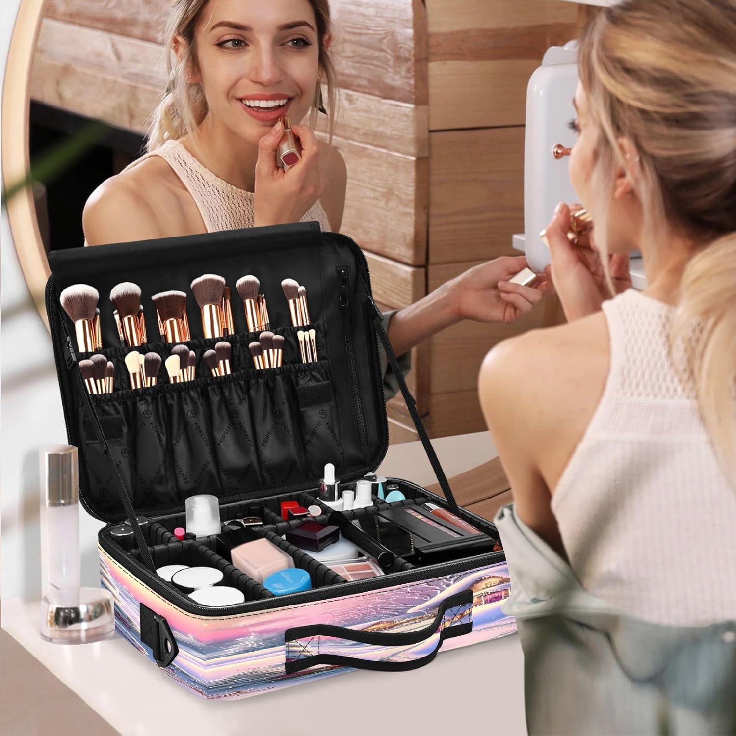 Zathe Snowman and Country House travel cosmetic bag toiletry bag toiletry travel kit make up bag purse travel makeup bags for women bolso de