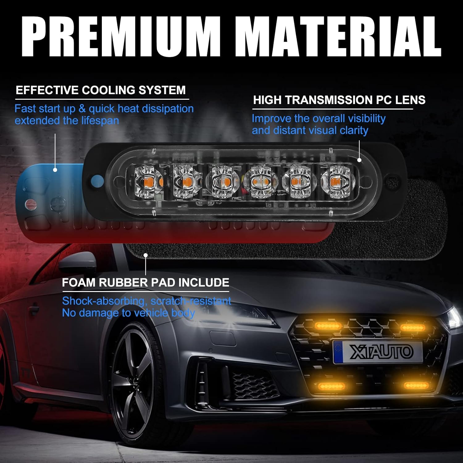 10 luces LED estroboscópicas de emergencia, 6 LED ultradelgadas, montaje en superficie, intermitente, advertencia, construcción, precaución,