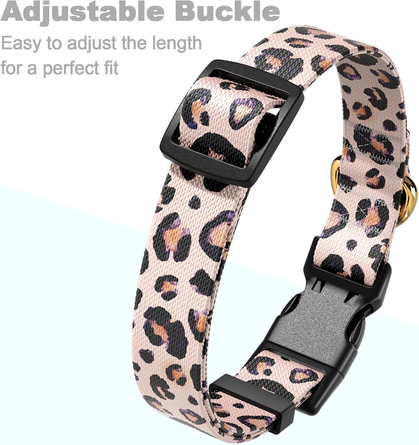 Rnivvi Collar de perro, collar ajustable personalizado para perros pequeños, lindo collar de leopardo para cachorros machos y hembras, collares