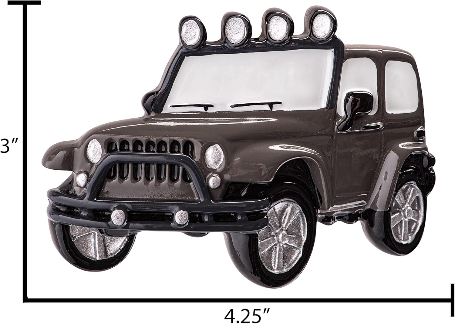 Adorno de Navidad personalizado 4 x 4 2023  Personalización gratuita  Vehículo de carreras gris todoterreno Drag Racer JK, SUV safari para árbol de