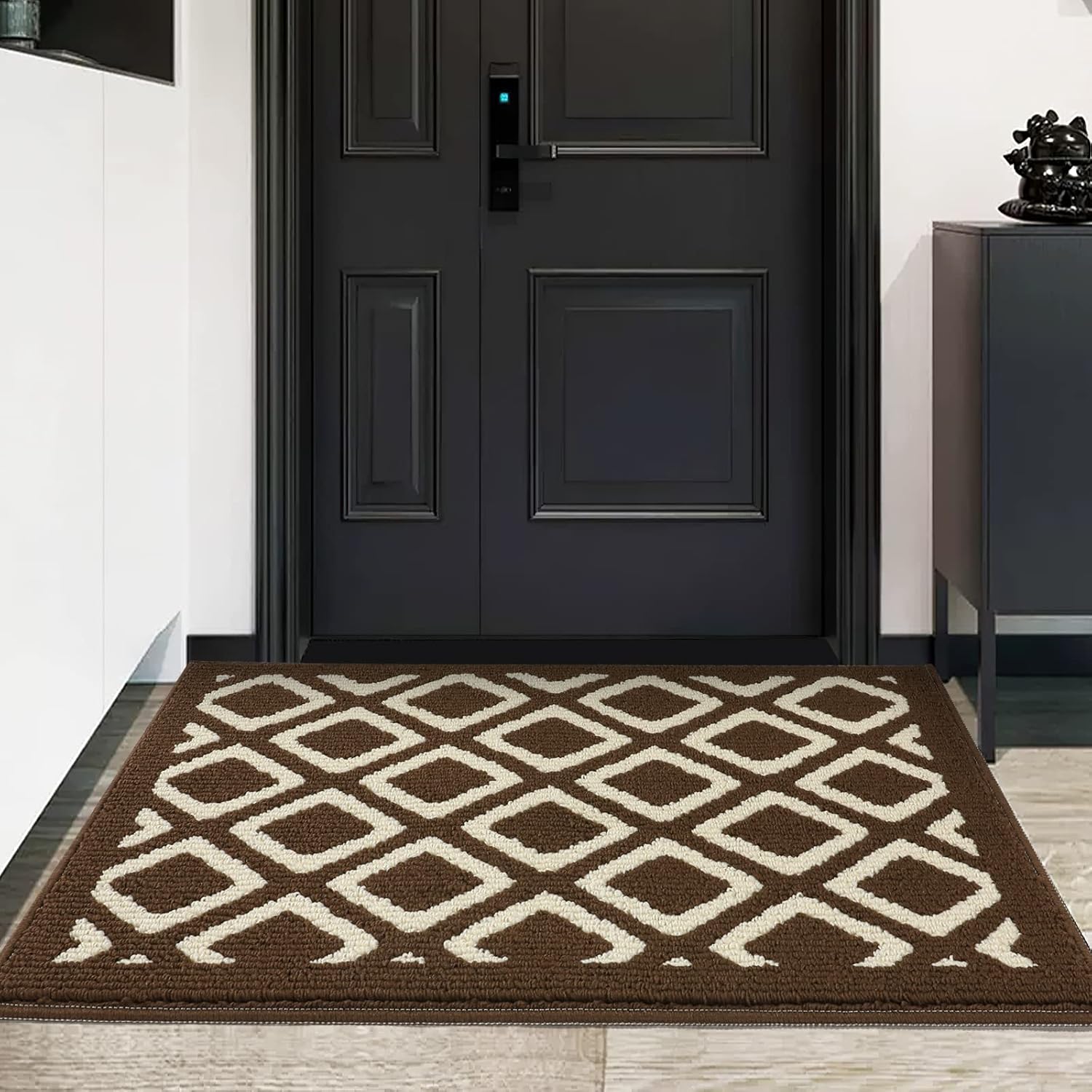 Tapetes para puertas de interiores, antideslizantes, absorbentes, resistentes a la suciedad, tapetes con patrón geométrico clásico para interiores,