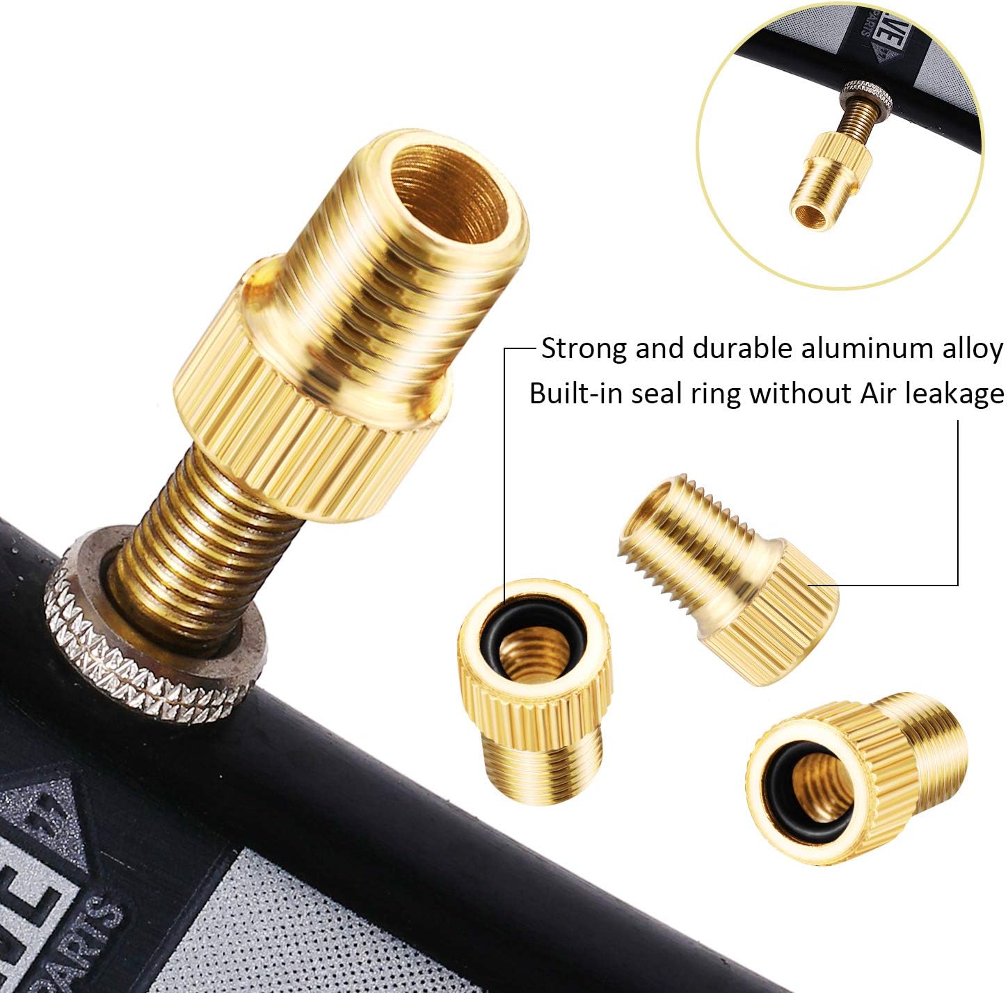 15 herramientas para neumáticos de ciclismo, incluye adaptador Presta a Schrader, adaptador de válvula de bicicleta, convertidor de válvula de