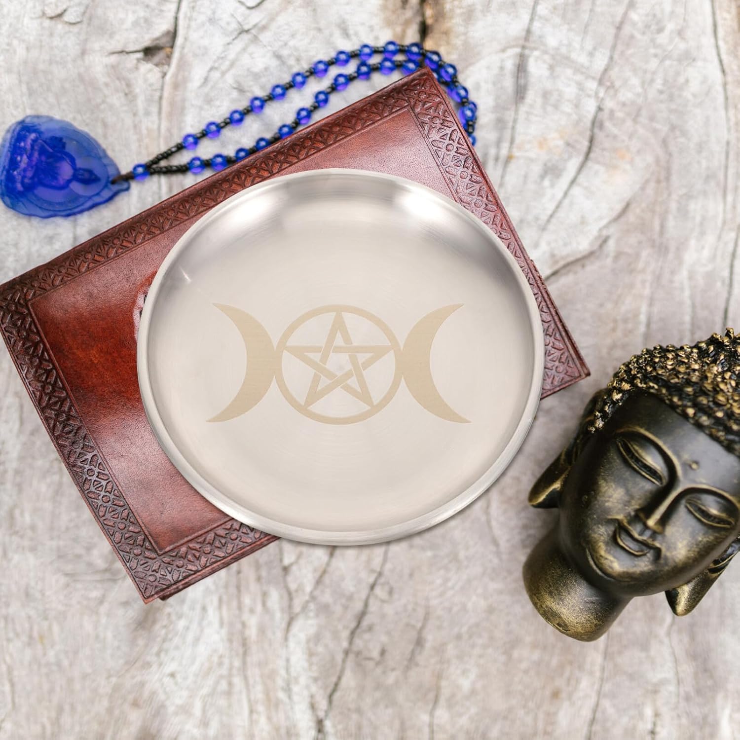 COHEALI Portavelas de placa de altar, quemador de incienso ritual, cuenco de oferta, bandeja decorativa para candelitas, suministros de tarot wicca