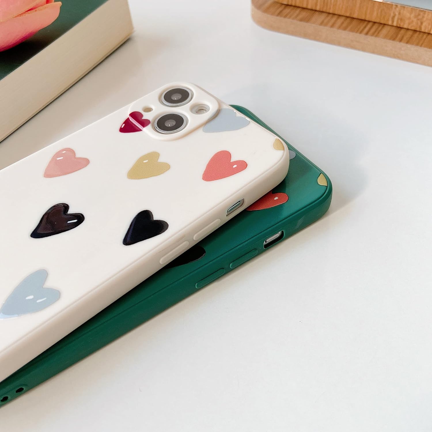 ZTOFERA Funda suave para iPhone 13 de 6.1 pulgadas, silicona a prueba de golpes, protección contra golpes, lindo patrón de corazones, para niñas y
