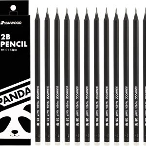 Panda 2B – Lápices escolares de grafito con carcasa de madera negra, paquete de 12, preafilados con borradores sin látex, suministros de oficina Panda 2B – Lápices escolares de grafito con carcasa de madera negra, paquete de 12, preafilados con borradores sin látex, suministros de oficina