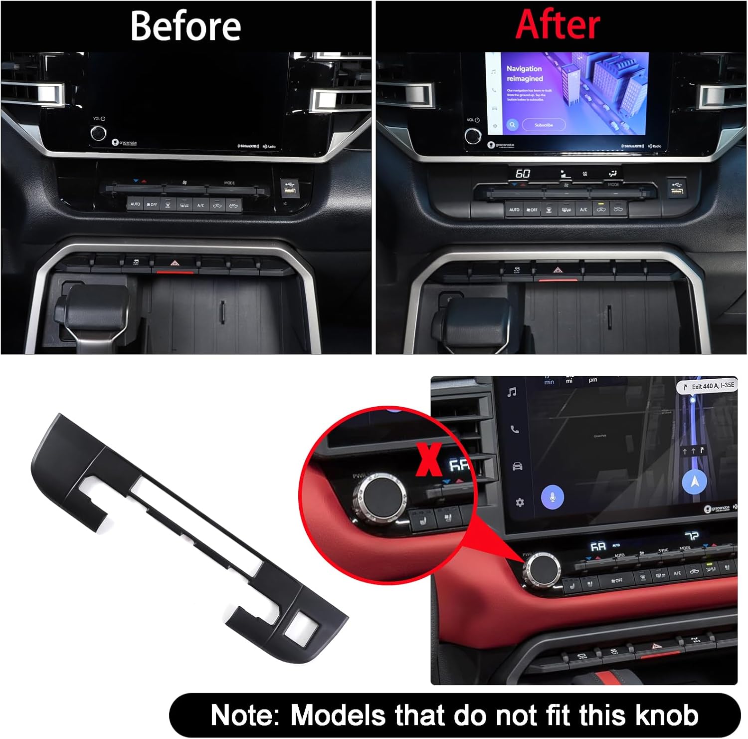 Cubierta de ajuste de control de clima de aire acondicionado para automóvil Toyota TundraSequoia 2022-2024 Control central de camión AC Botón de