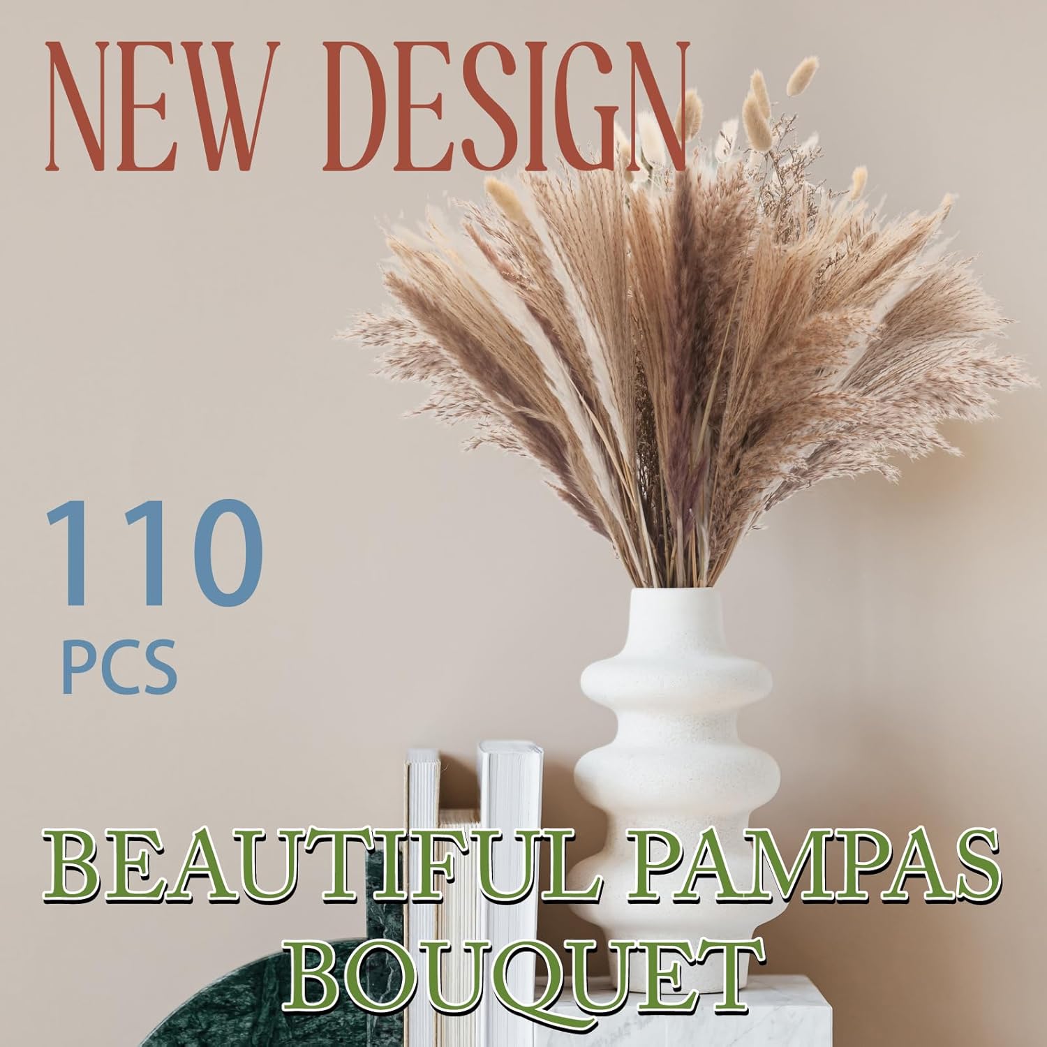 110 piezas de hierba de las pampas, decoración de otoño para flores secas en el hogar, guirnalda de otoño, pompas florales, decoración de sala de