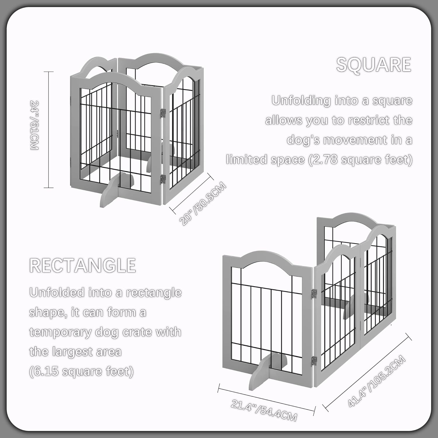GHQ&ME – Puerta independiente independiente de 80 pulgadas de ancho y 24 pulgadas de alto, sin montaje, puerta plegable de madera para perros, para