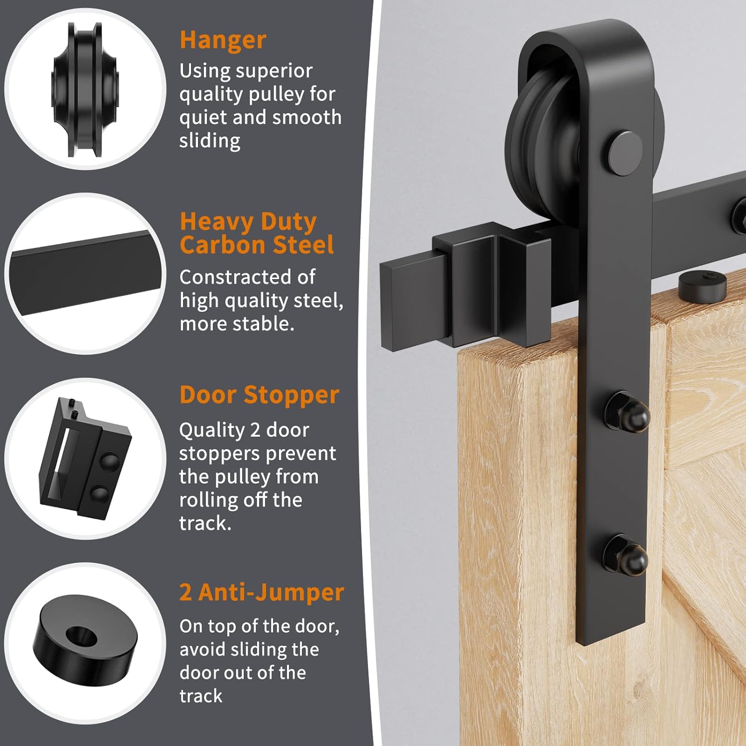Homlux – Kit de herrajes para puerta corrediza de granero de alta resistencia, suaves y silenciosos, simples y fáciles de instalar, se ajustan a