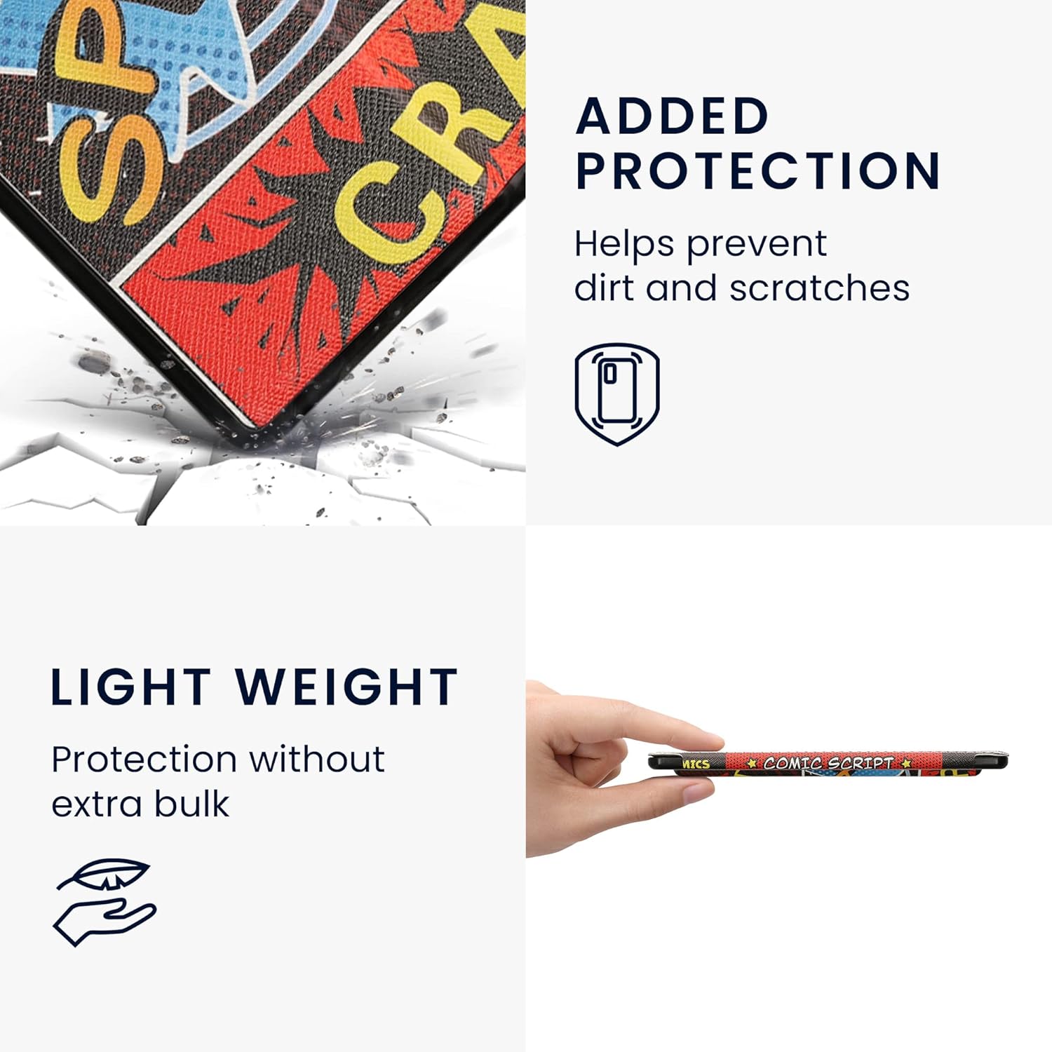 kwmobile Funda compatible con Tienda Kindle Oasis 10. Generation – Funda para lector electrónico – Símbolos de cómics multicolor
