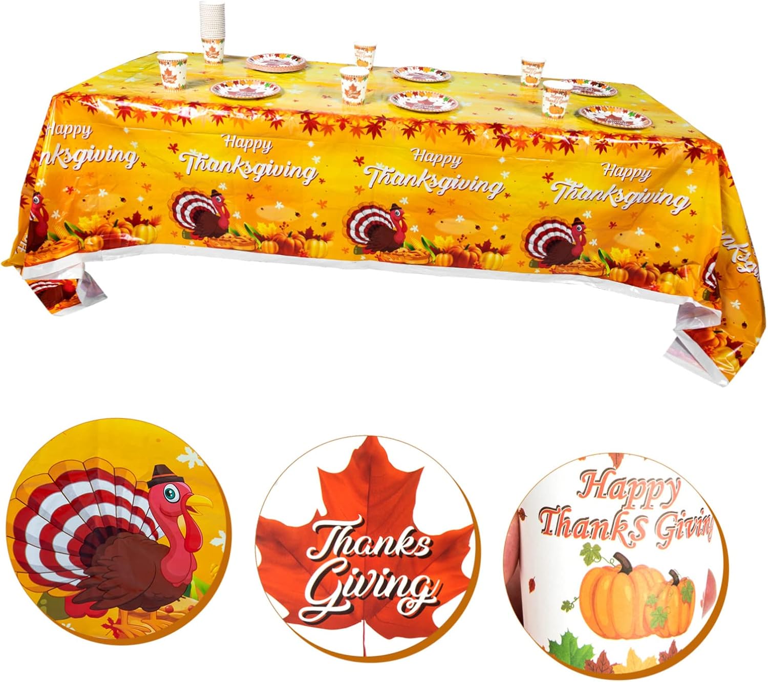 LALAFINA 4 Sets Holiday Decorations Pumpkin Table Cover Maple Leaves Drinking Cup Autumn Fall Leaf Table Cover Fall Pumpkin Decor Ocean Decorations