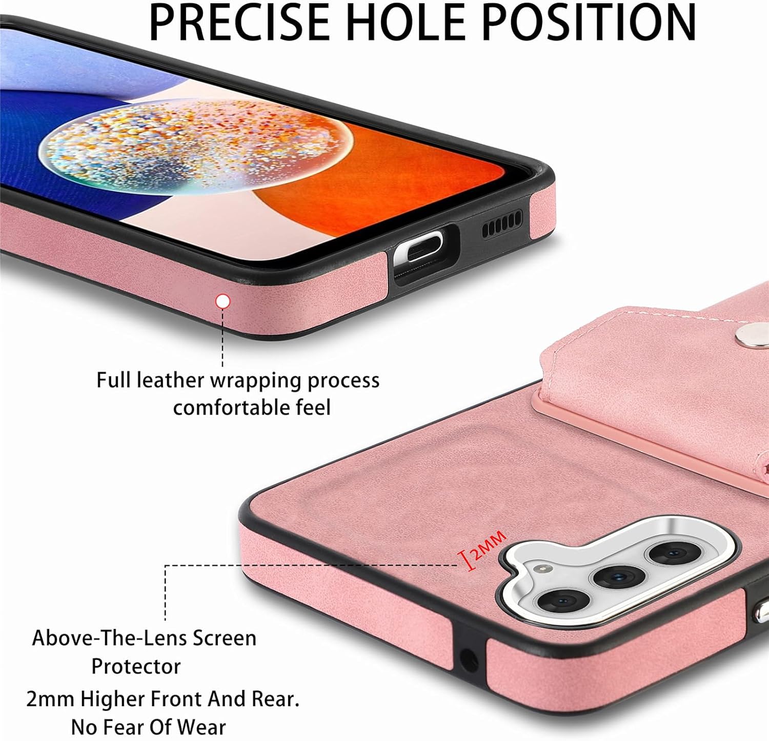 Asuwish Funda tipo cartera compatible con Samsung Galaxy A14M14 5G y protector de pantalla de vidrio templado, soporte para tarjetas, soporte