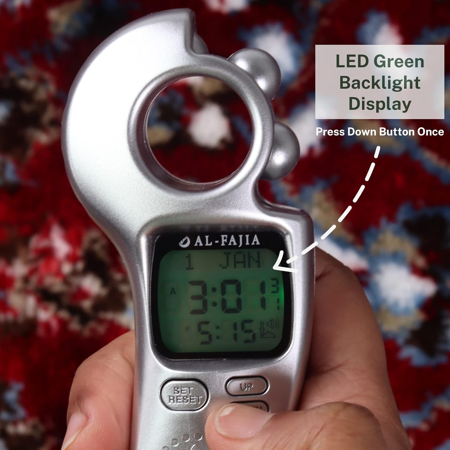 AL-FAJIA Contador digital Tasbih digital con recordatorio de sonido islámico y recordatorio, reloj Azan completo para Estados Unidos y en todo el