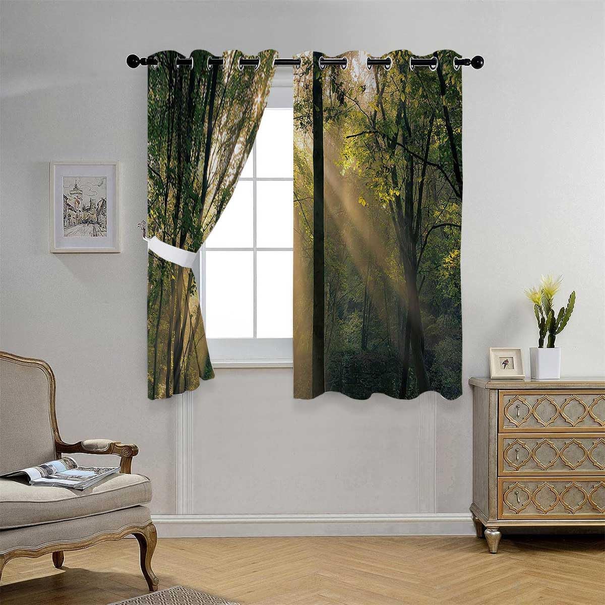 YANFENQI Cortinas Farm House Decor Grommet Short Cortinas para Closet Sin Puerta Boho Drapes 85Inch Width by 85Inch Length,2 Panels