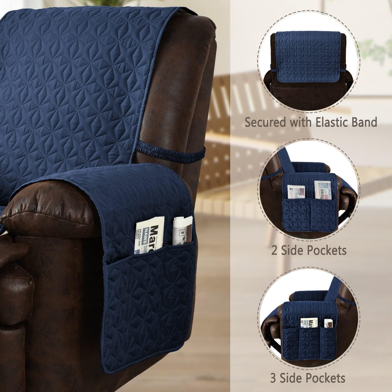 RBSC Home – Cubiertas protectoras para sillón de piel, acolchadas, gruesas, 100 % impermeables y lo suficientemente largas para cubrir la parte del